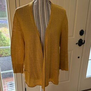 Eileen Fisher Mustard Open-Front Cardigan